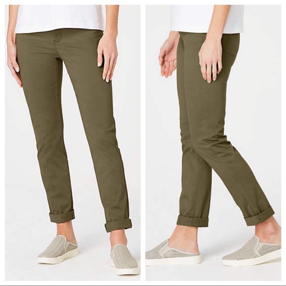 olive green stretch pants